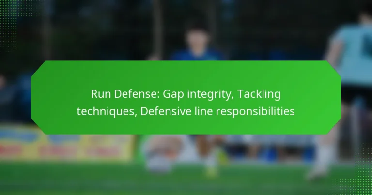 Run Defense: Gap integrity, Tackling techniques, Defensive line responsibilities