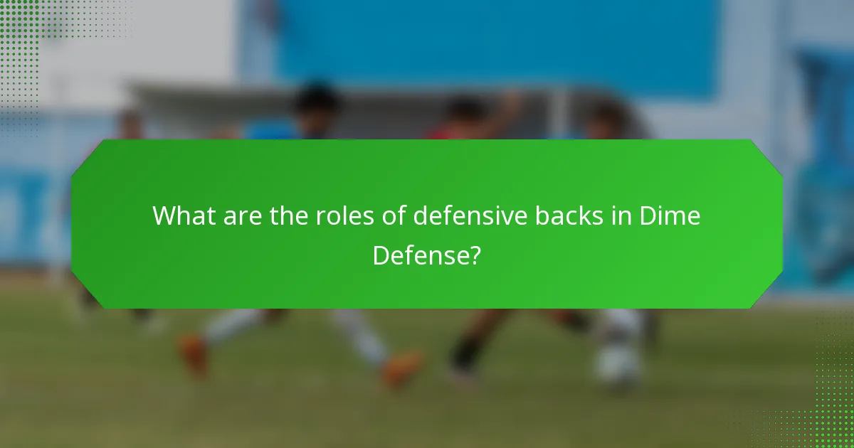 What are the roles of defensive backs in Dime Defense?
