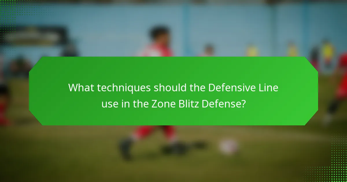 What techniques should the Defensive Line use in the Zone Blitz Defense?
