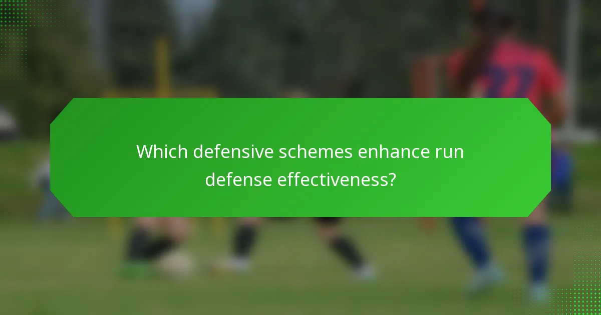 Which defensive schemes enhance run defense effectiveness?
